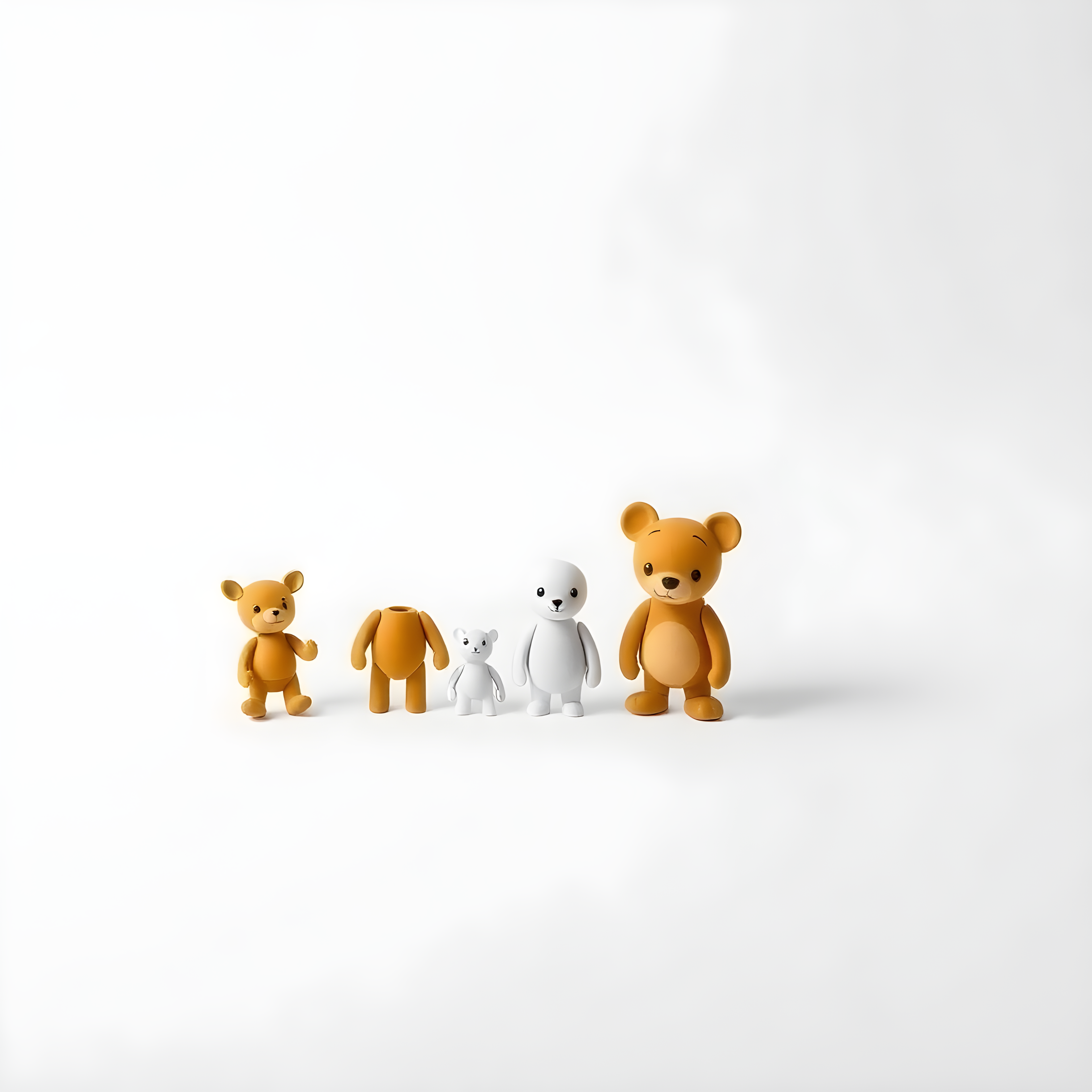 Minimalist Teddy Bears Family Lineup Square Wall Art
