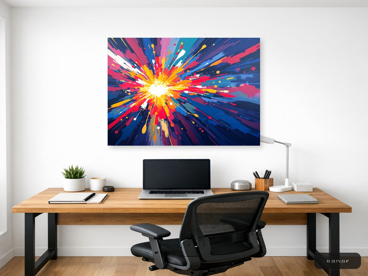 Vibrant Radial Burst Abstract Canvas Wall Art — A1 / Office