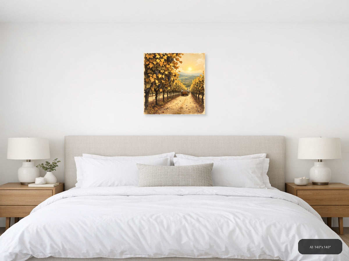 Autumn Vineyard Harvest Vintage Wall Art — A3 / Bedroom