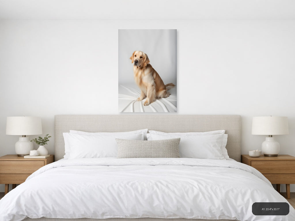 Golden Labrador Portrait Minimalist Wall Art — A1 / Bedroom
