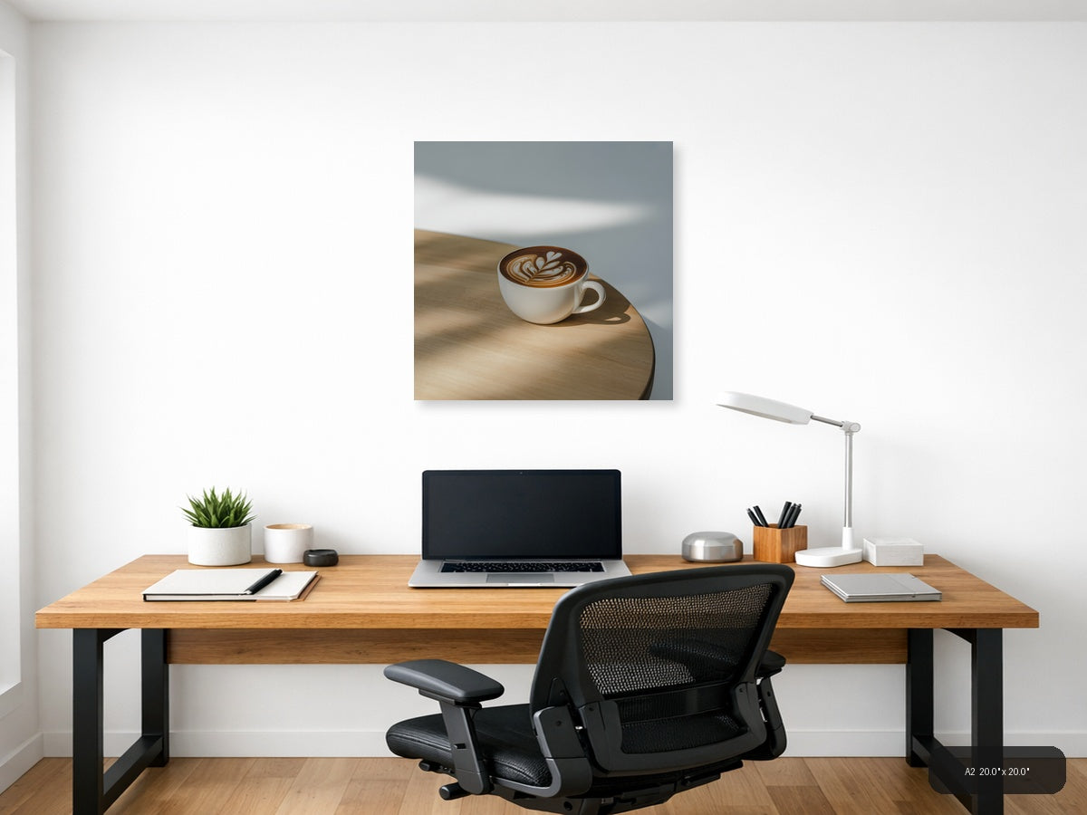 Minimalist Latte Art Coffee Cup Wall Art — A2 / Office