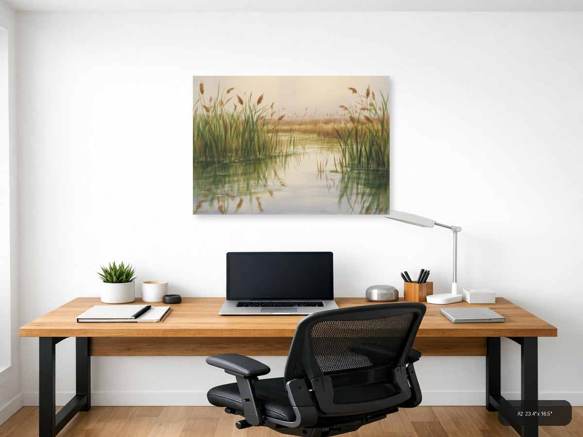 Wetland — Watercolor (Landscape) Canvas Print | Watercolor Wall Art | A4 A3 A2 A1 — A2 / Office