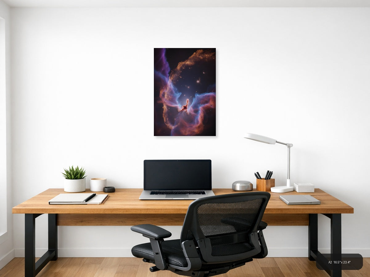 Cosmic Nebula with Golden Stars - Space Photography Wall Art — A2 / Office