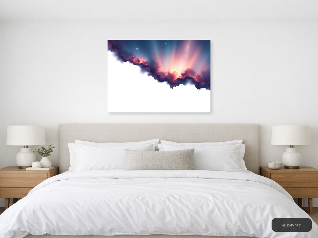 Cosmic Nebula Cloud Minimalist Landscape Wall Art — A2 / Bedroom