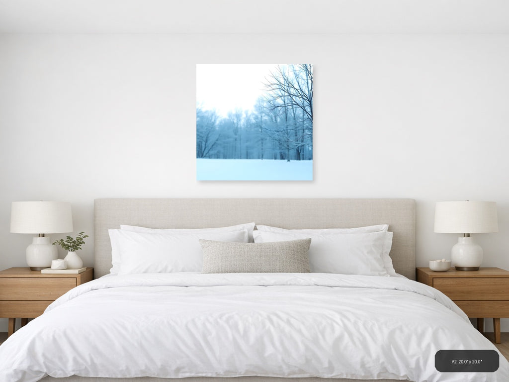 Minimalist Winter Forest Snow Landscape Wall Art — A2 / Bedroom