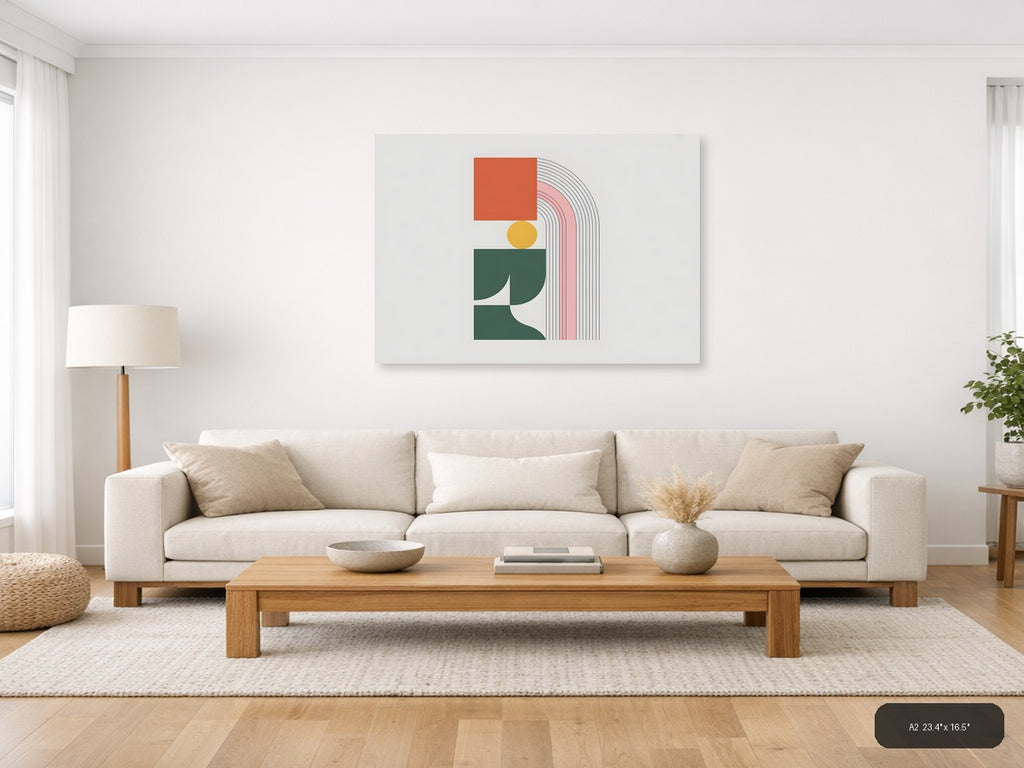 Minimalist Geometric Shapes & Arches Wall Art — A2 / Living Room