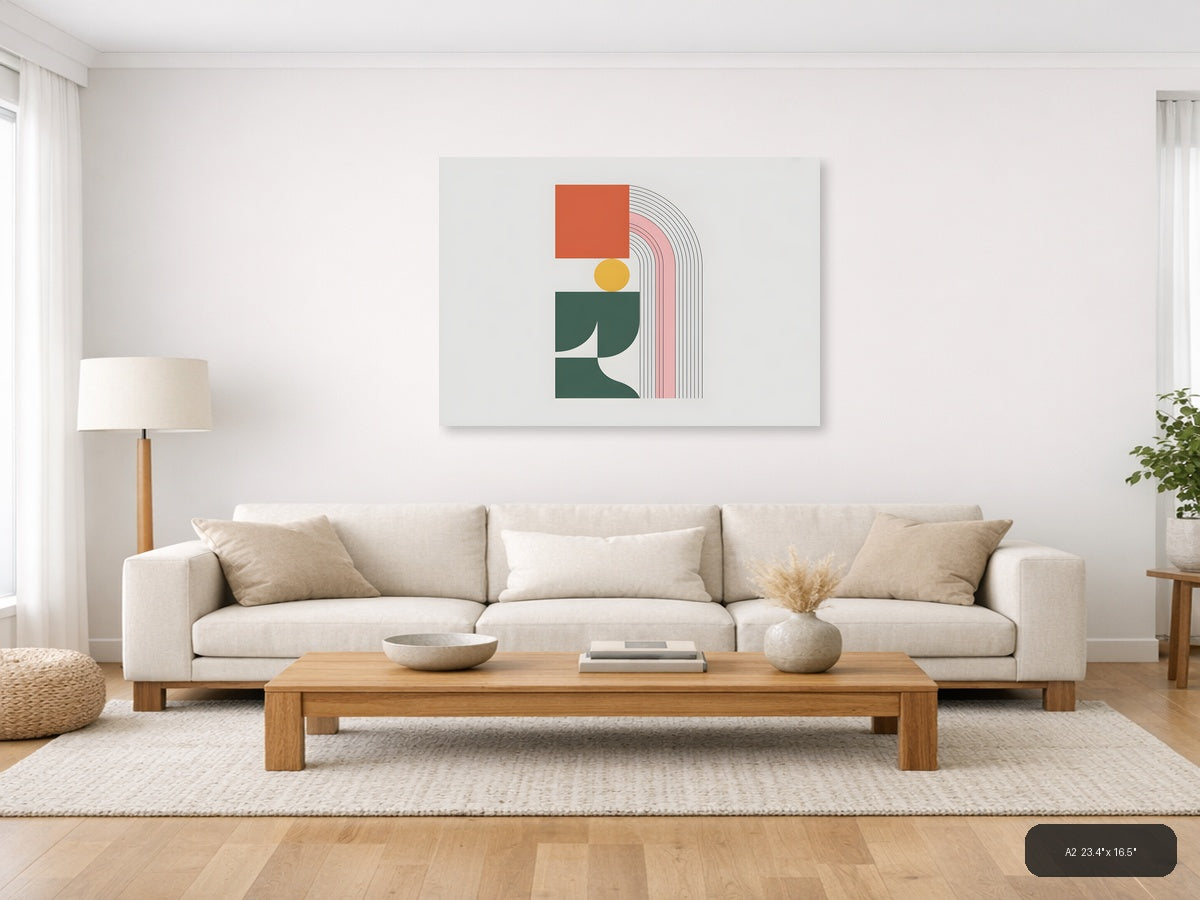 Minimalist Geometric Shapes & Arches Wall Art — A2 / Living Room