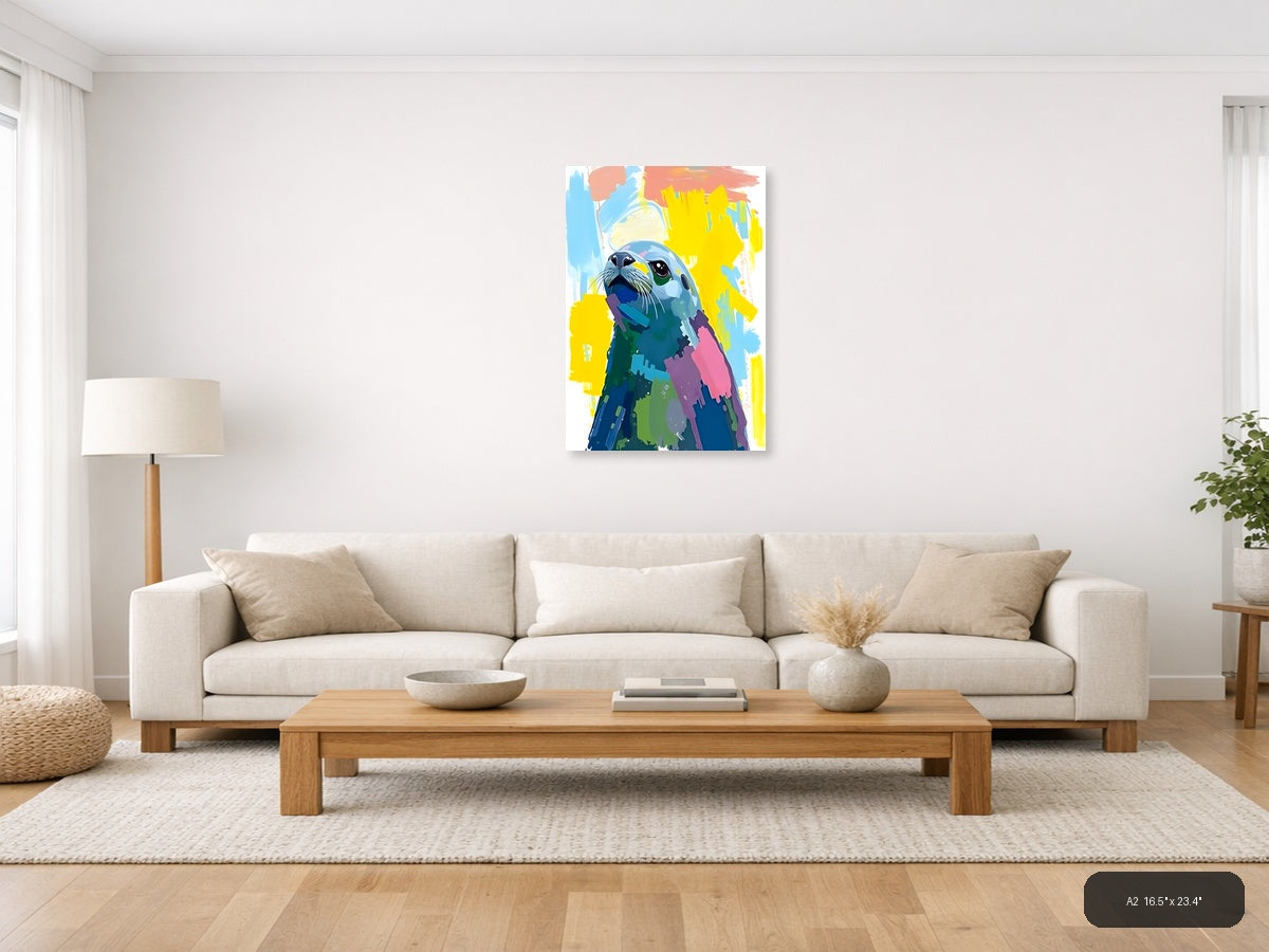 Colorful Abstract Seal Portrait Wall Art — A2 / Living Room