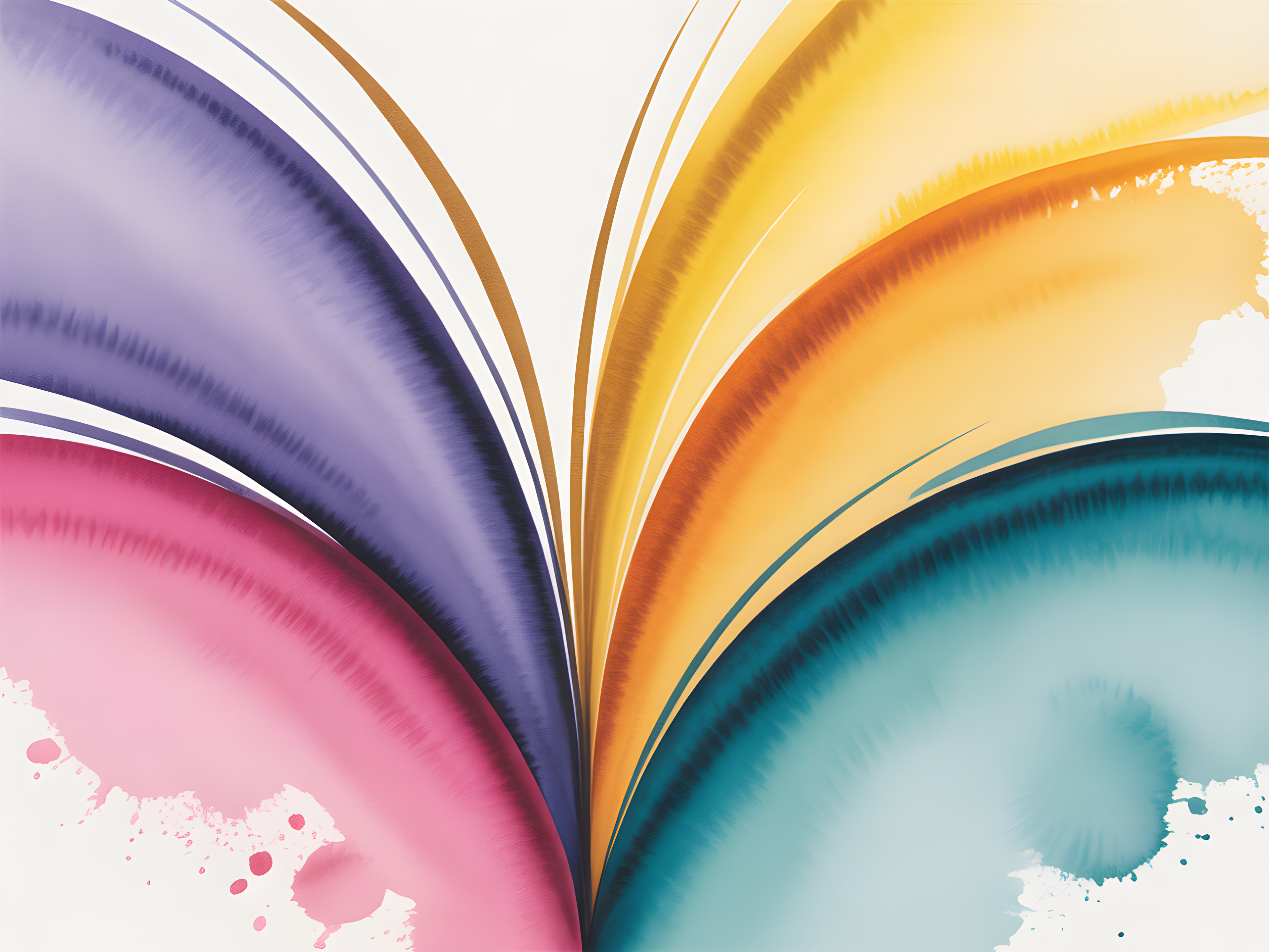 Colorful Rainbow Wave Watercolor Abstract Wall Art