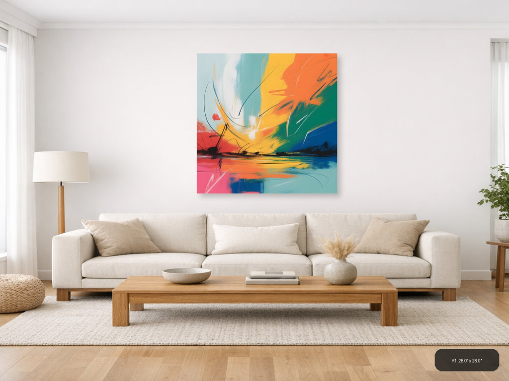 Colorful Abstract Landscape Sunset Wall Art — A1 / Living Room
