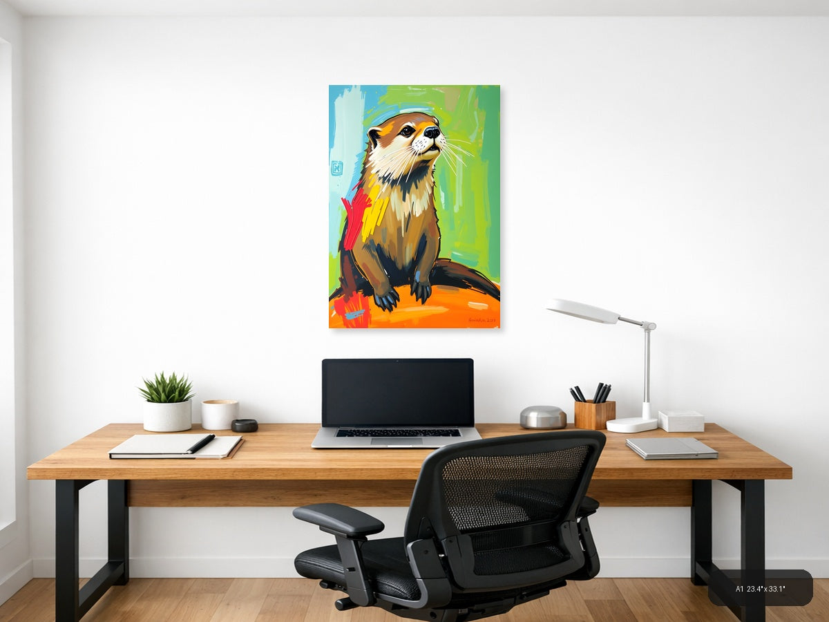 Colorful Abstract Otter Portrait Wall Art — A1 / Office