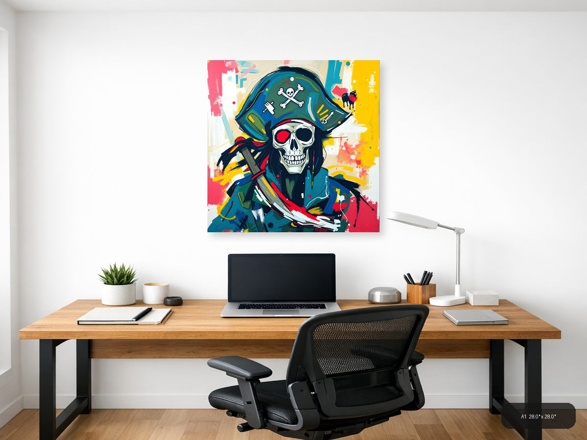 Pirate Skull Abstract Pop Art Colorful Wall Art — A1 / Office