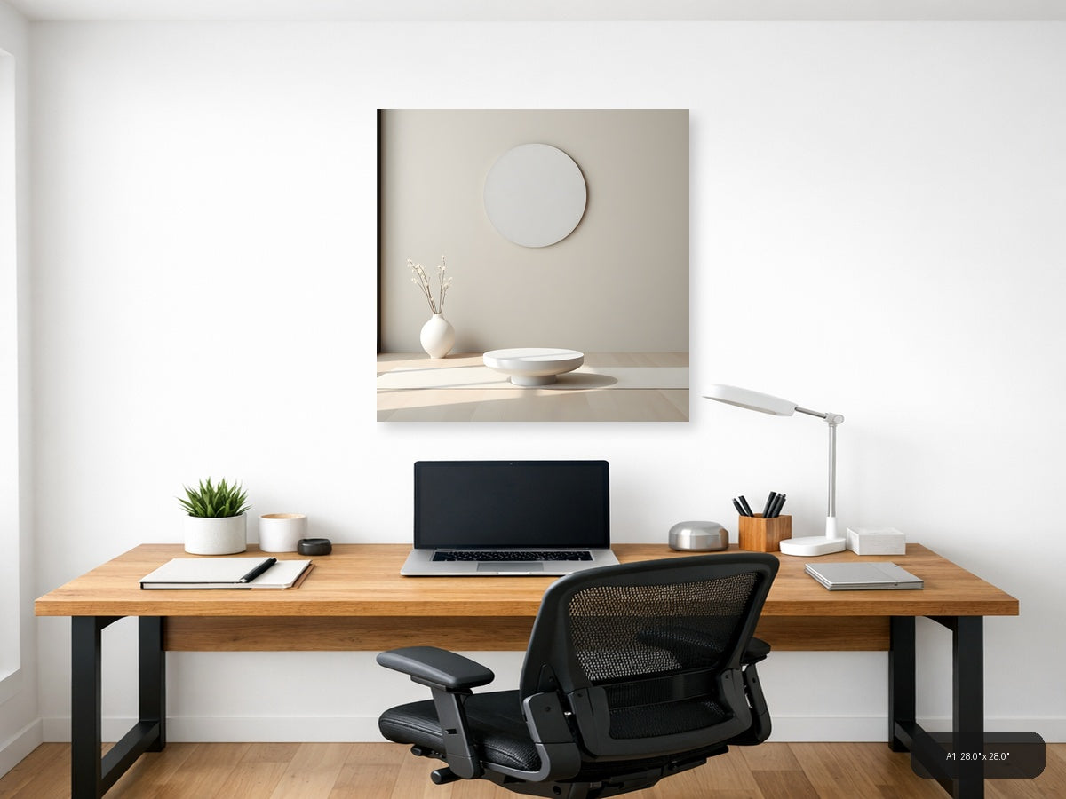 Minimalist Circle Mirror Reflection Wall Art — A1 / Office