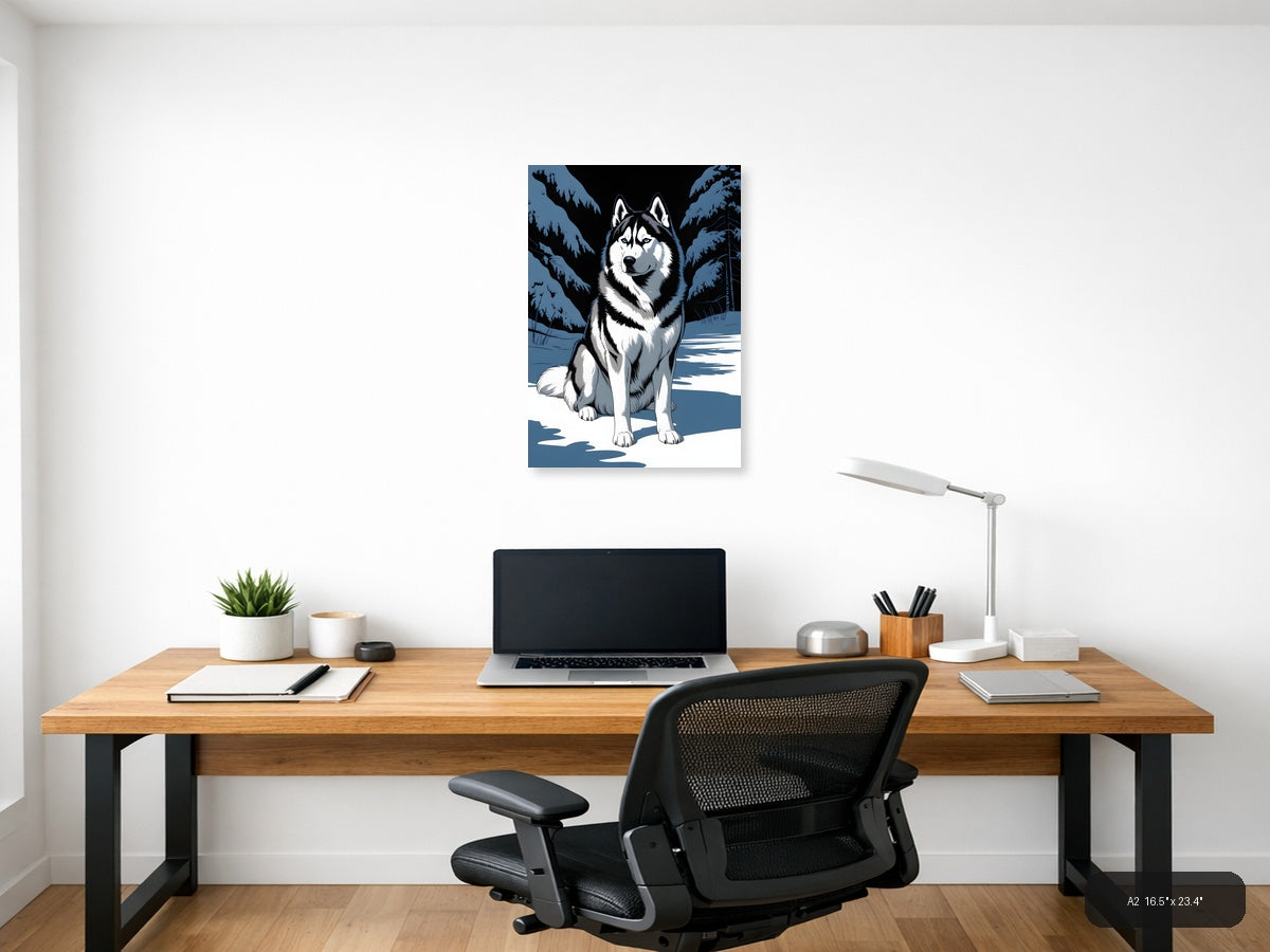 Husky in Winter Forest Snow Photography Wall Art — A2 / Office