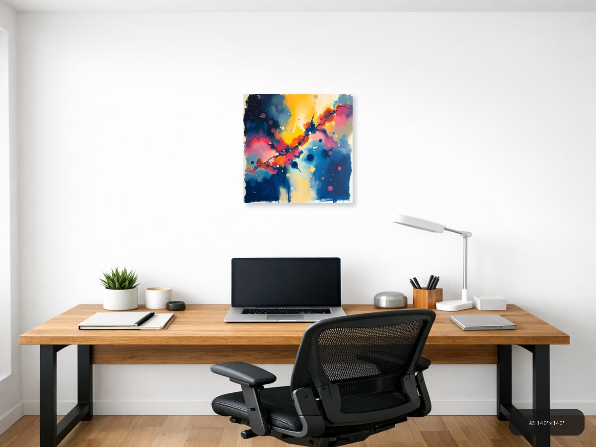 Vibrant Abstract Energy Flow Modern Wall Art — A3 / Office