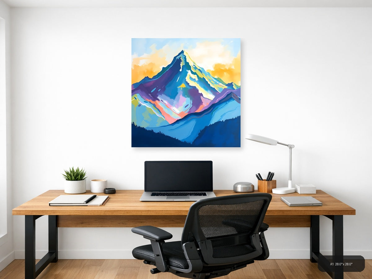 Colorful Abstract Mountain Peak Canvas Wall Art — A1 / Office