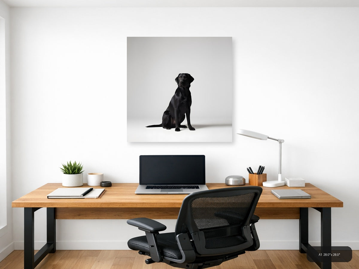 Black Labrador Sitting - Minimalist Dog Wall Art — A1 / Office