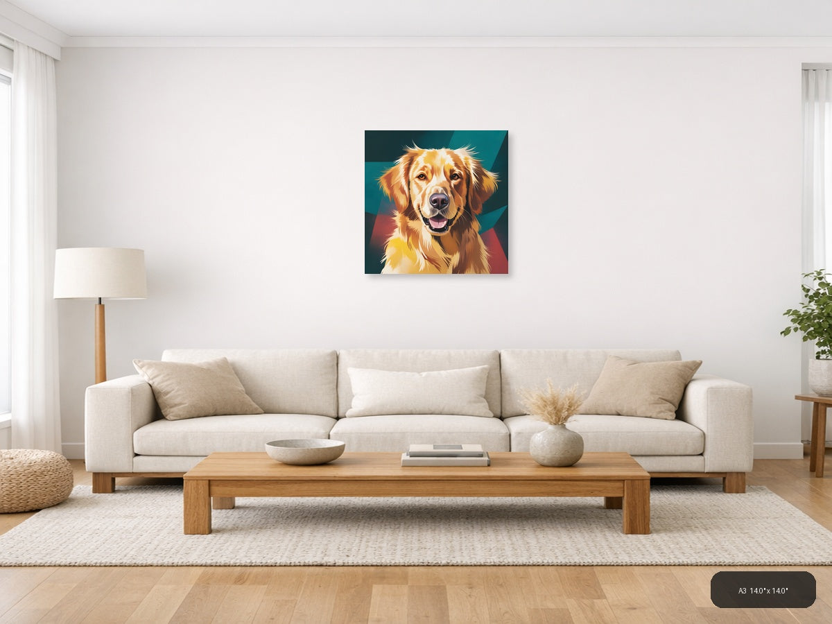 Golden Retriever Pop Art Portrait - Abstract Wall Art — A3 / Living Room