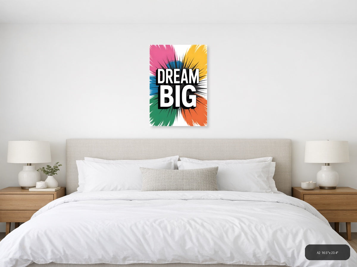 Dream Big Abstract Sunburst Motivational Wall Art — A2 / Bedroom