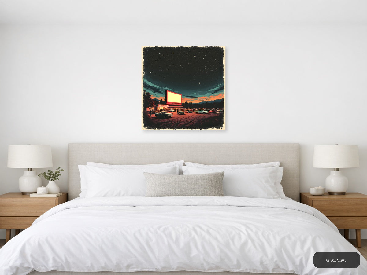 Vintage Drive-In Theater at Sunset - Retro Wall Art — A2 / Bedroom