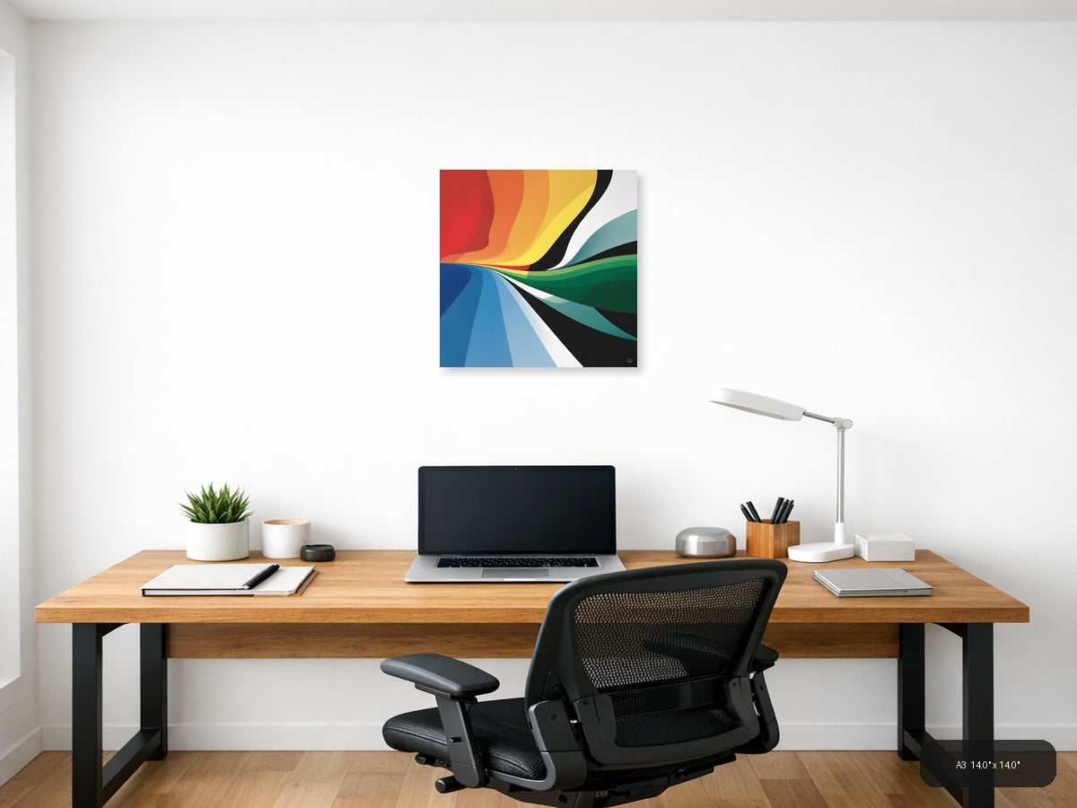 Colorful Abstract Wave Flow Modern Photography Wall Art — A3 / Office