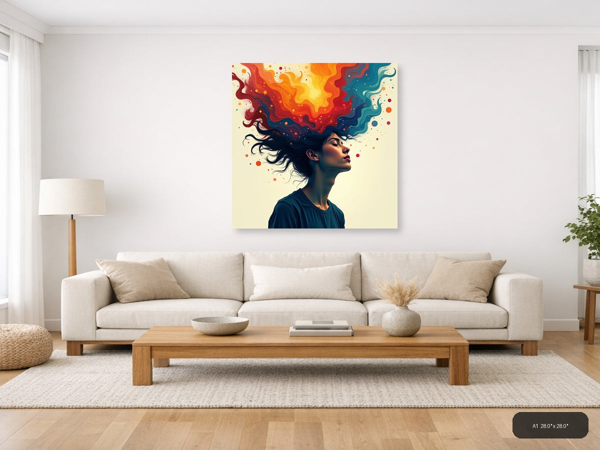 Colorful Mind Abstract Portrait Wall Art — A1 / Living Room