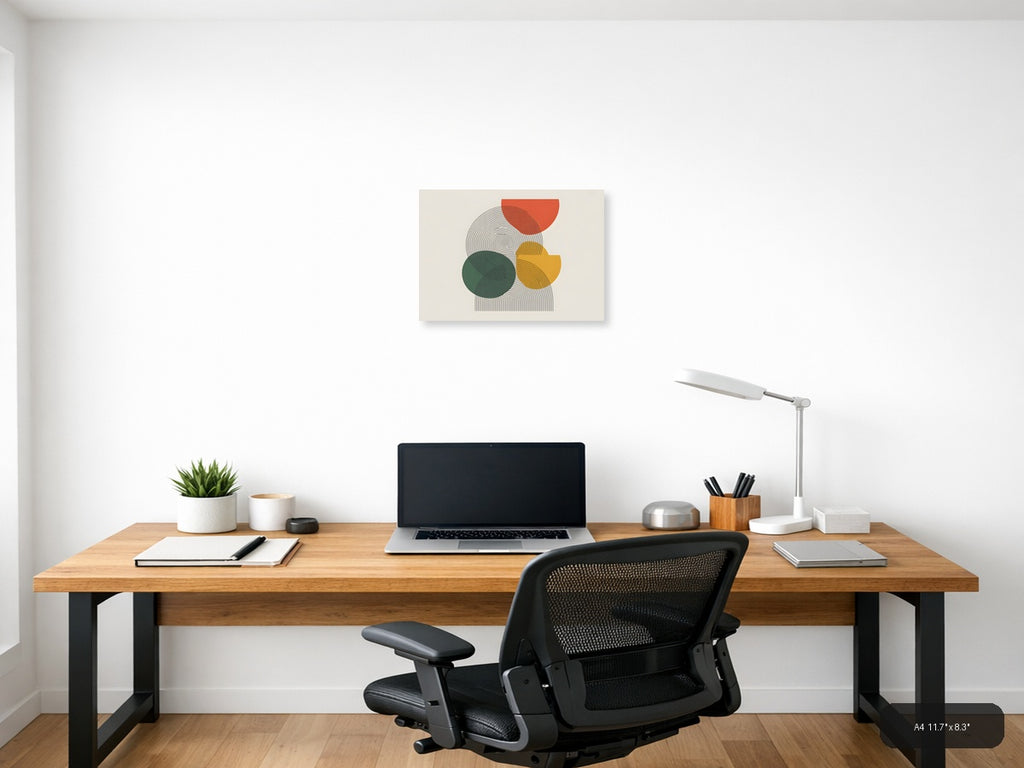Abstract Line Art with Geometric Shapes Wall Art — A4 / Office
