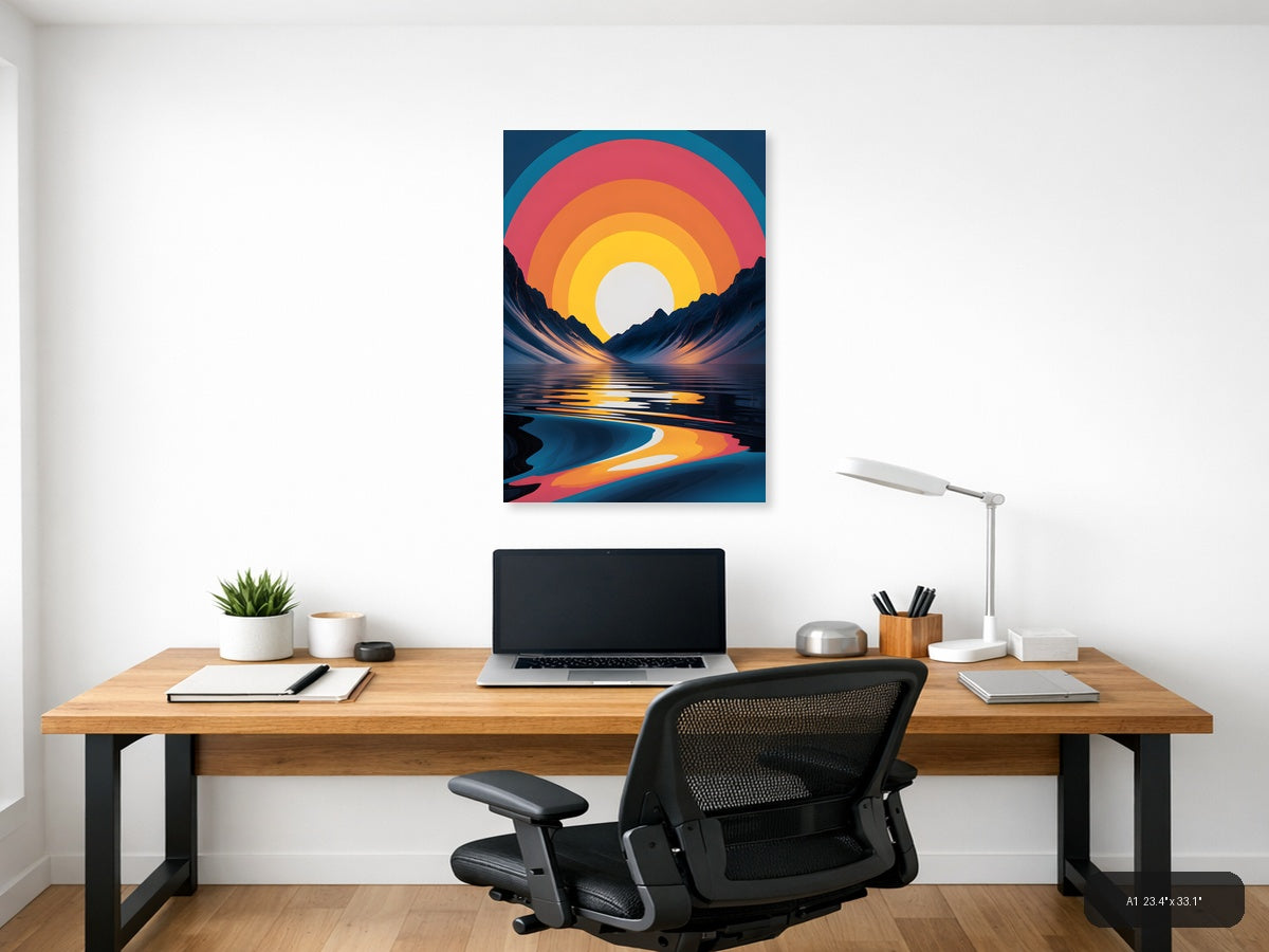 Colorful Sunset Mountain Landscape Photography Wall Art — A1 / Office