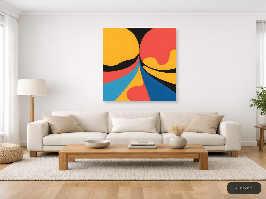 Abstract Geometric Waves Colorful Modern Wall Art — A1 / Living Room