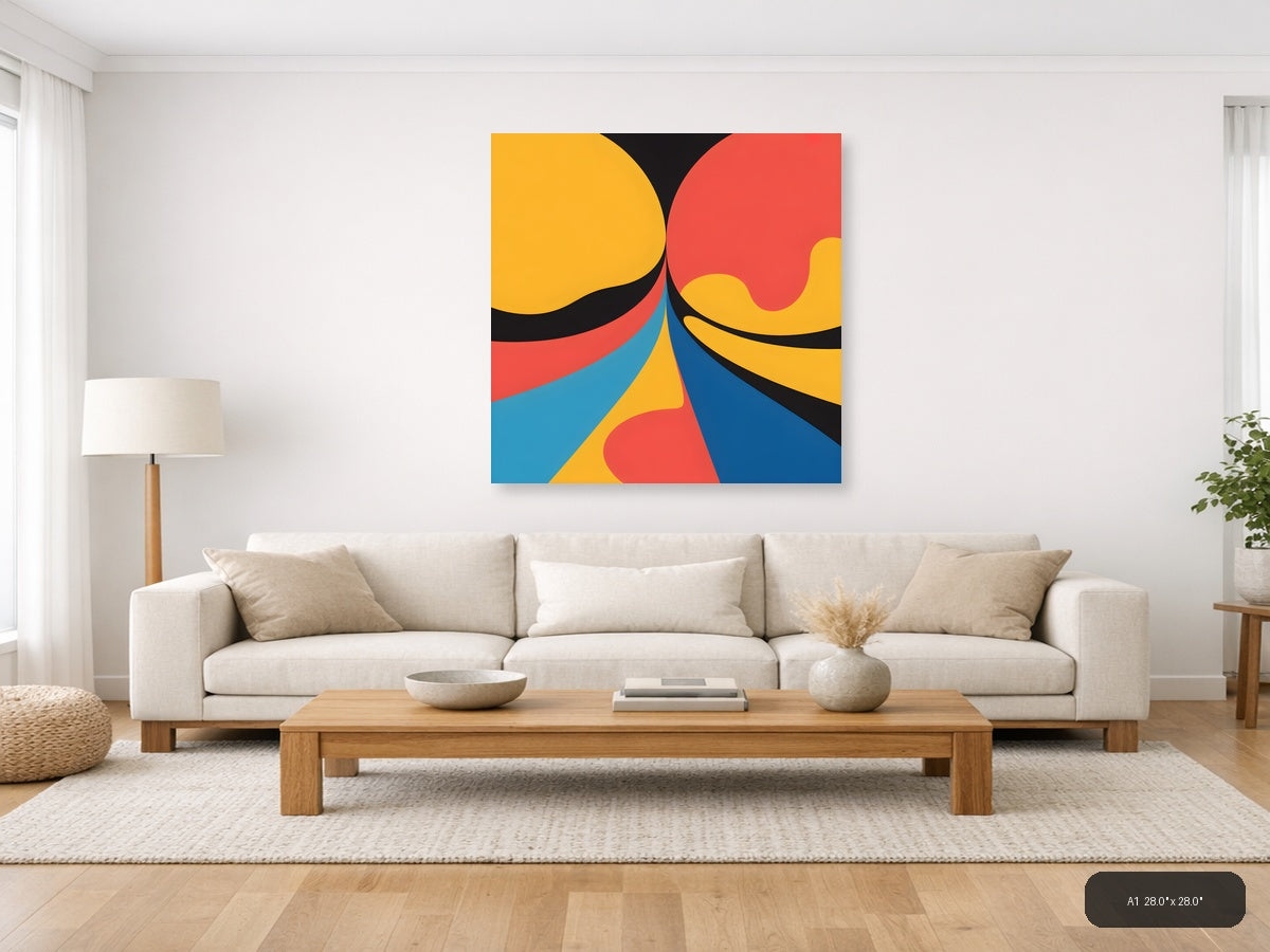 Abstract Geometric Waves Colorful Modern Wall Art — A1 / Living Room