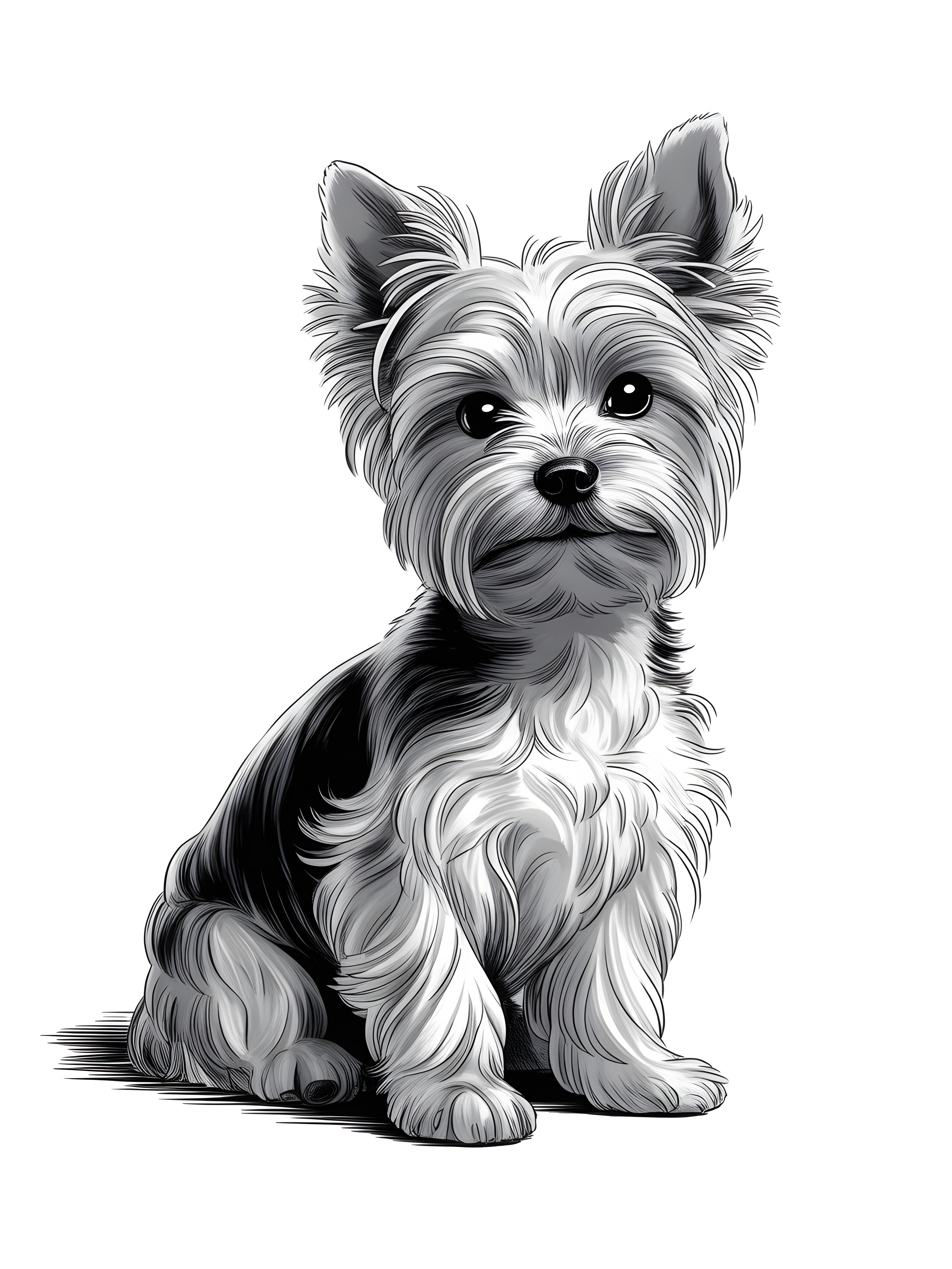 Fluffy Terrier Dog Portrait Minimalist Wall Art