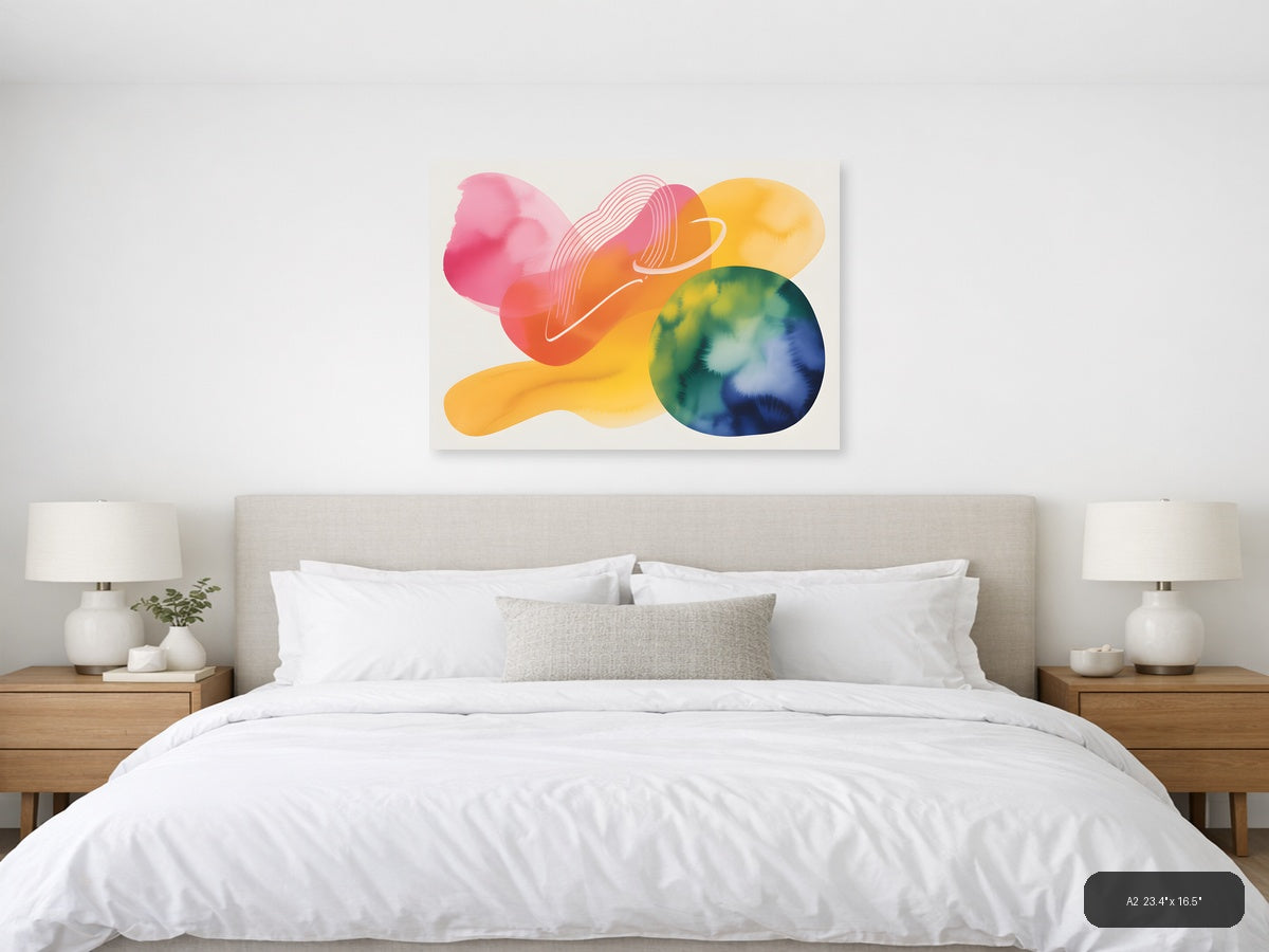 Colorful Abstract Watercolor Landscape Wall Art — A2 / Bedroom