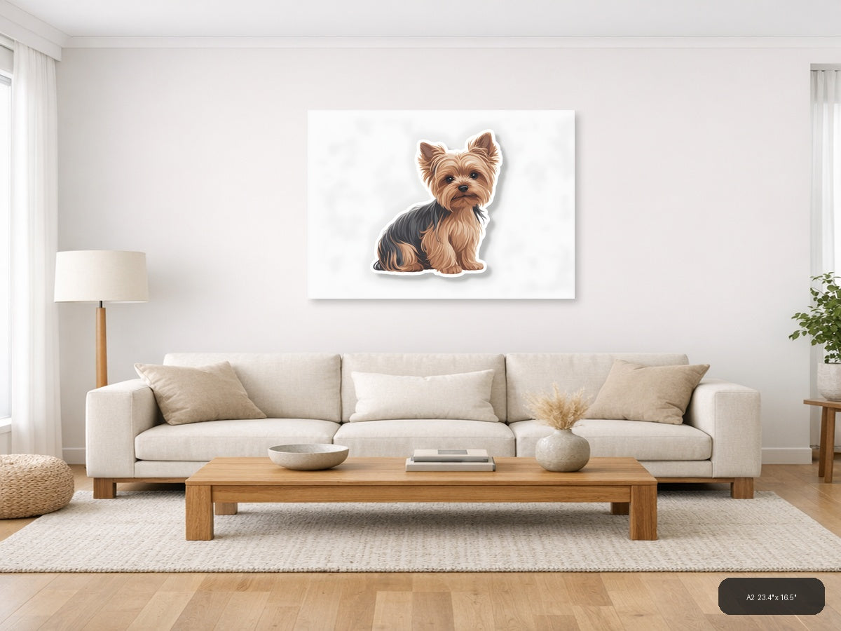 Cute Yorkie Puppy Minimalist Portrait Wall Art — A2 / Living Room