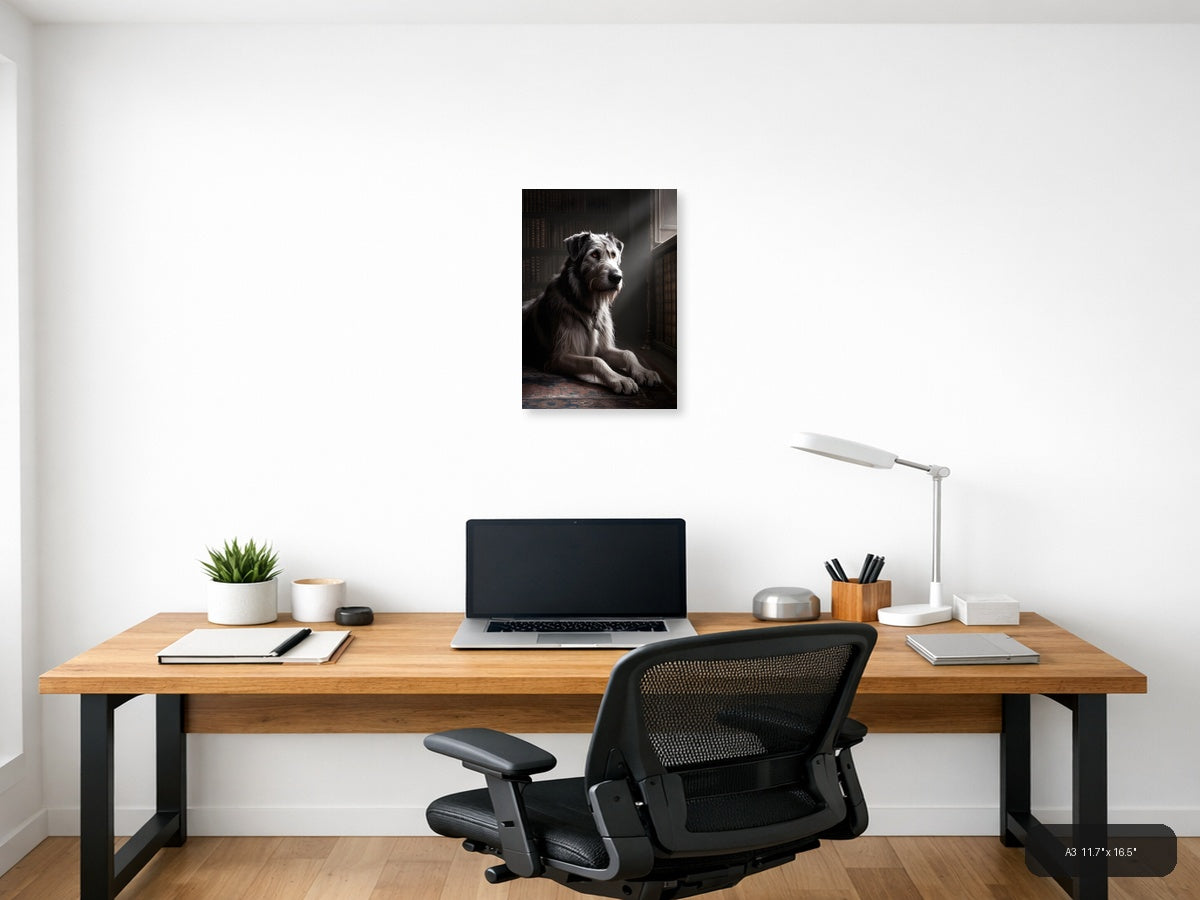 Dignified Dog Portrait in Library - Photography Wall Art — A3 / Office