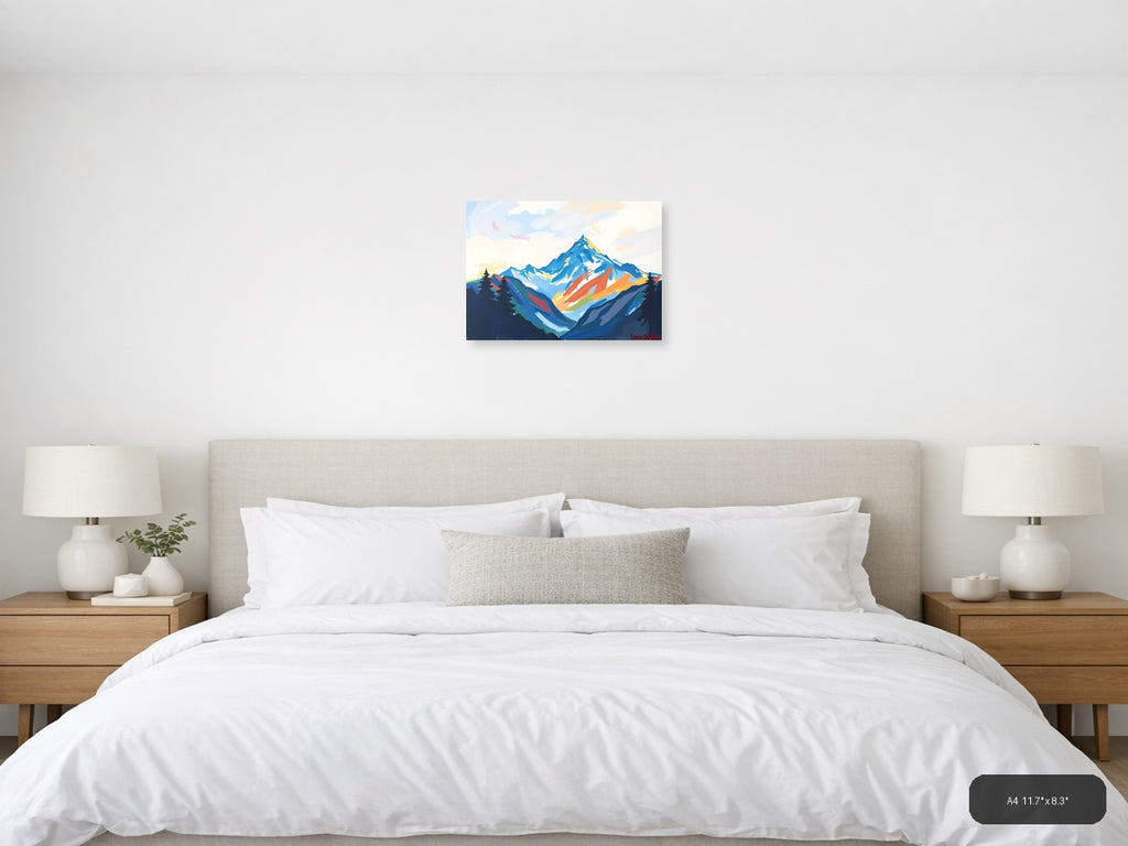 Abstract Colorful Mountain Peak Landscape Wall Art — A4 / Bedroom