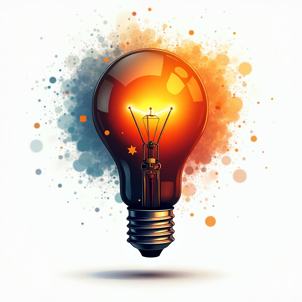 Glowing Lightbulb Abstract Watercolor Wall Art