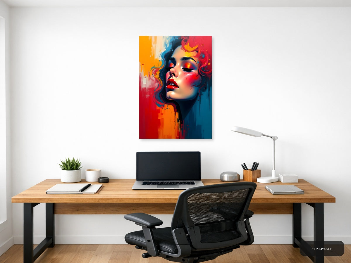 Colorful Abstract Portrait Woman Face Wall Art — A1 / Office