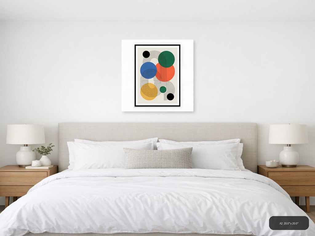 Colourful Geometric Circles Line Art Wall Art — A2 / Bedroom