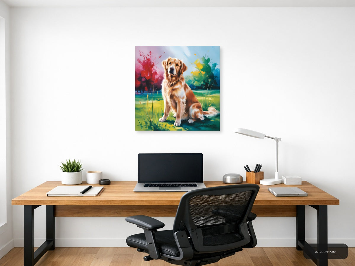 Golden Retriever Abstract Watercolor Dog Wall Art — A2 / Office