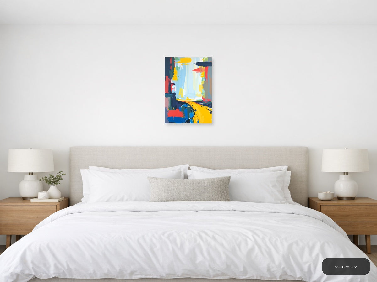 Vibrant Abstract Expressionist Composition Wall Art — A3 / Bedroom