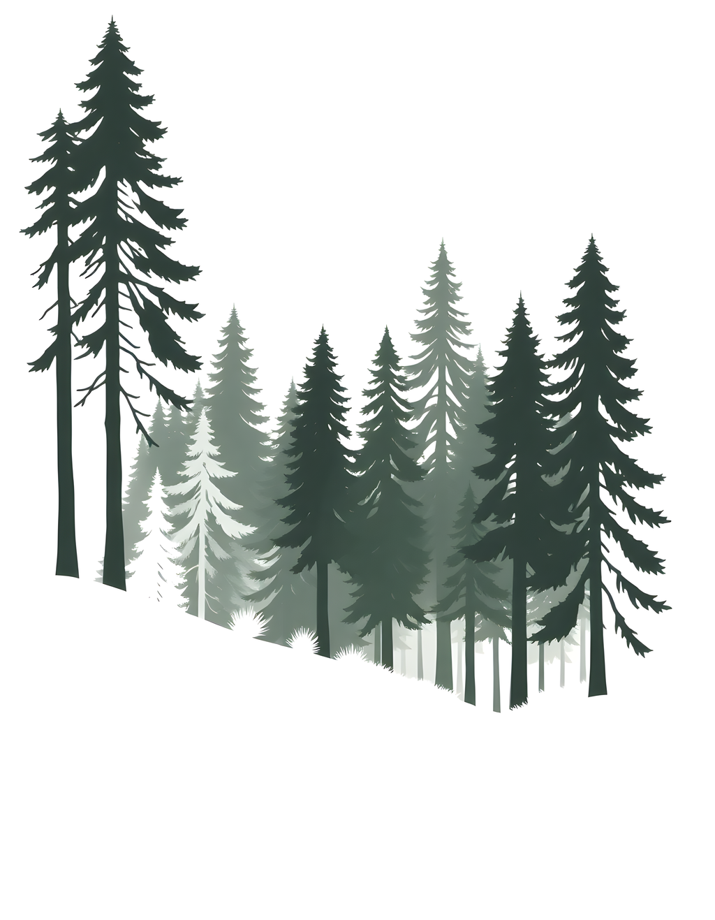 Minimalist Forest Layered Pine Trees Wall Art