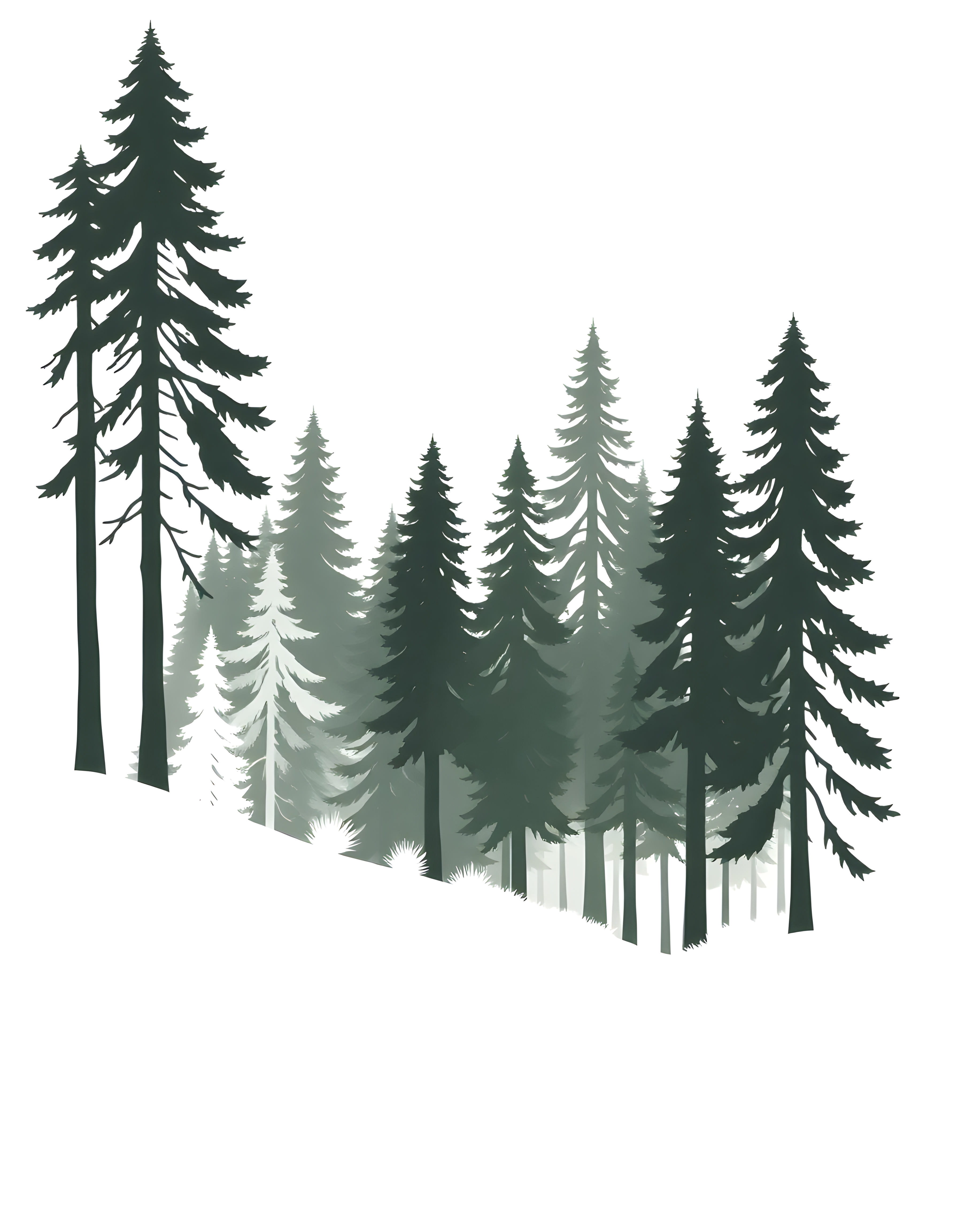 Minimalist Forest Layered Pine Trees Wall Art