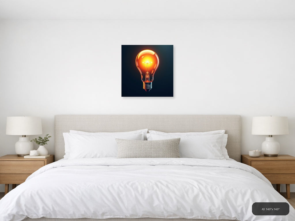 Glowing Lightbulb Abstract Modern Wall Art — A3 / Bedroom