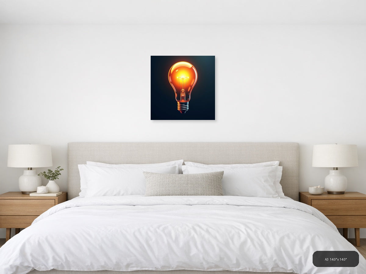 Glowing Lightbulb Abstract Modern Wall Art — A3 / Bedroom