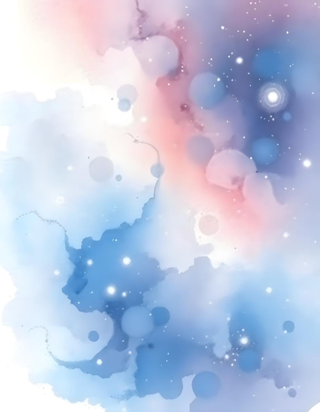 Abstract Watercolor Blue Pink Bokeh Particles Wall Art