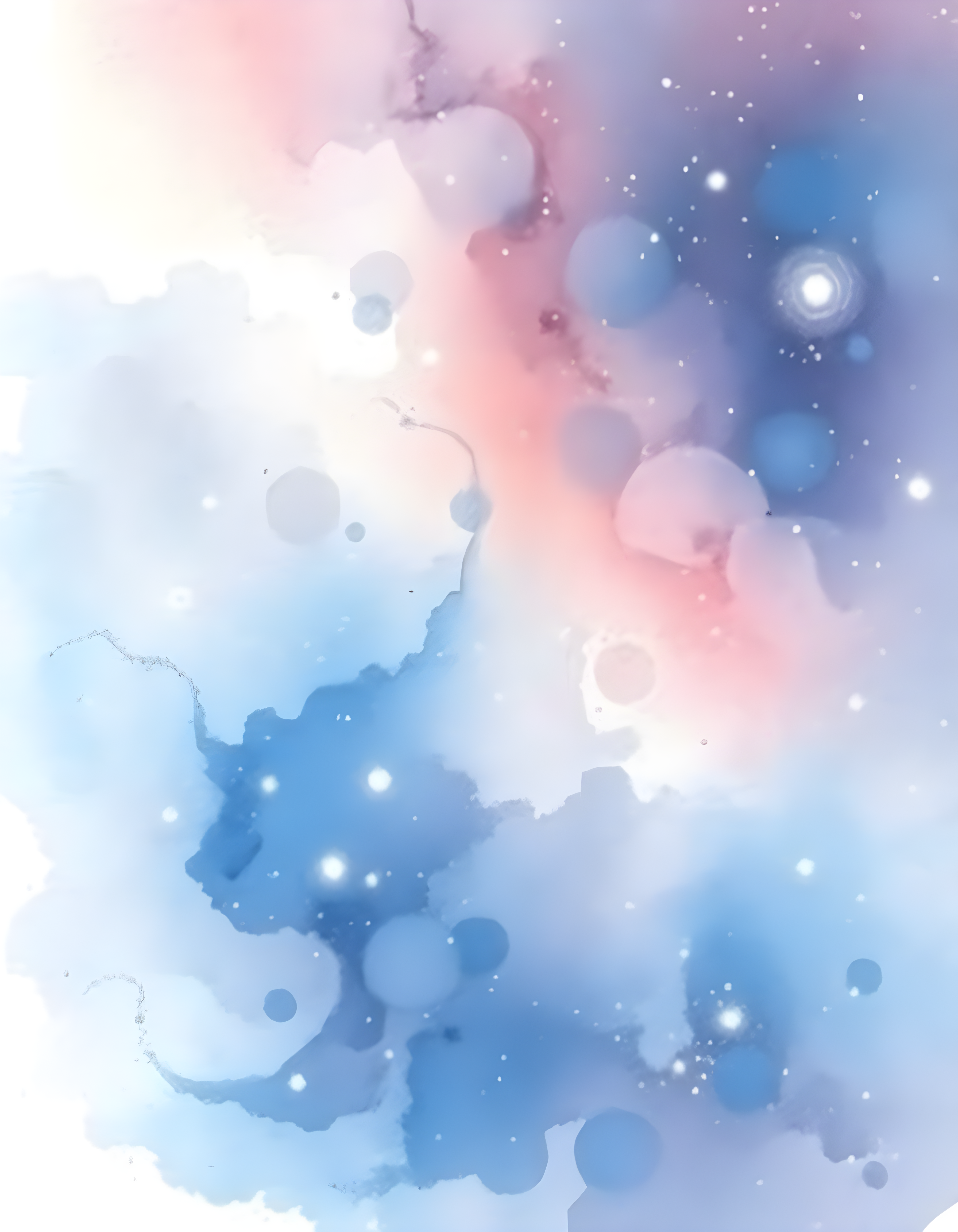 Abstract Watercolor Blue Pink Bokeh Particles Wall Art