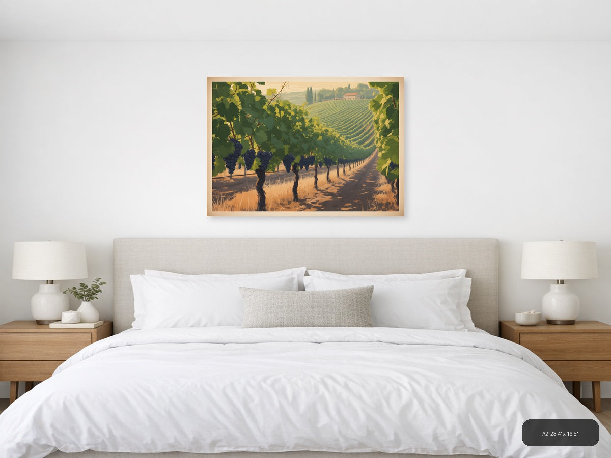 Vintage Tuscany Vineyard Landscape Wall Art — A2 / Bedroom