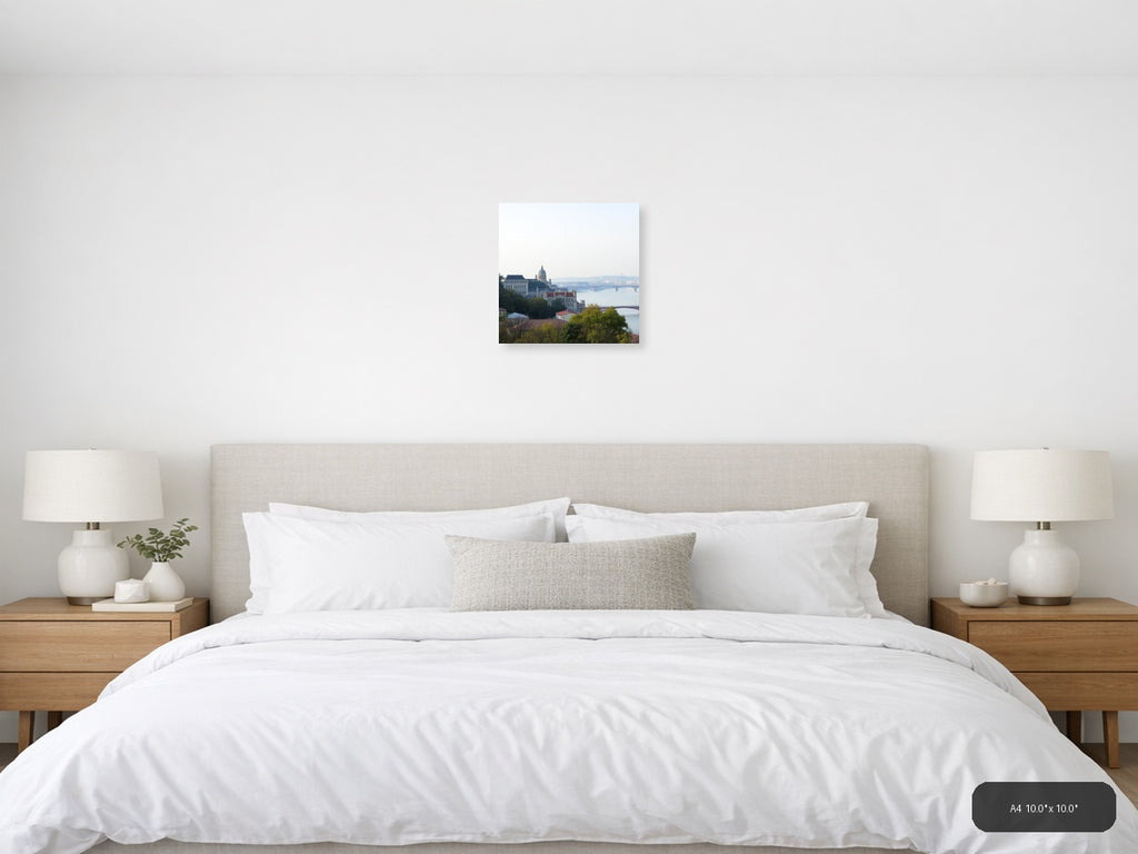 Budapest Danube River Cathedral Cityscape Minimalist Wall Art — A4 (Bedroom)