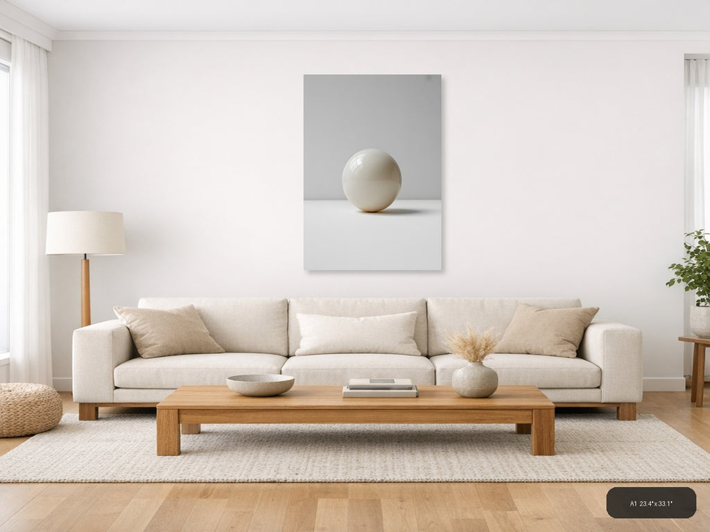 Minimalist Cream Sphere - Abstract Wall Art — A1 / Living Room