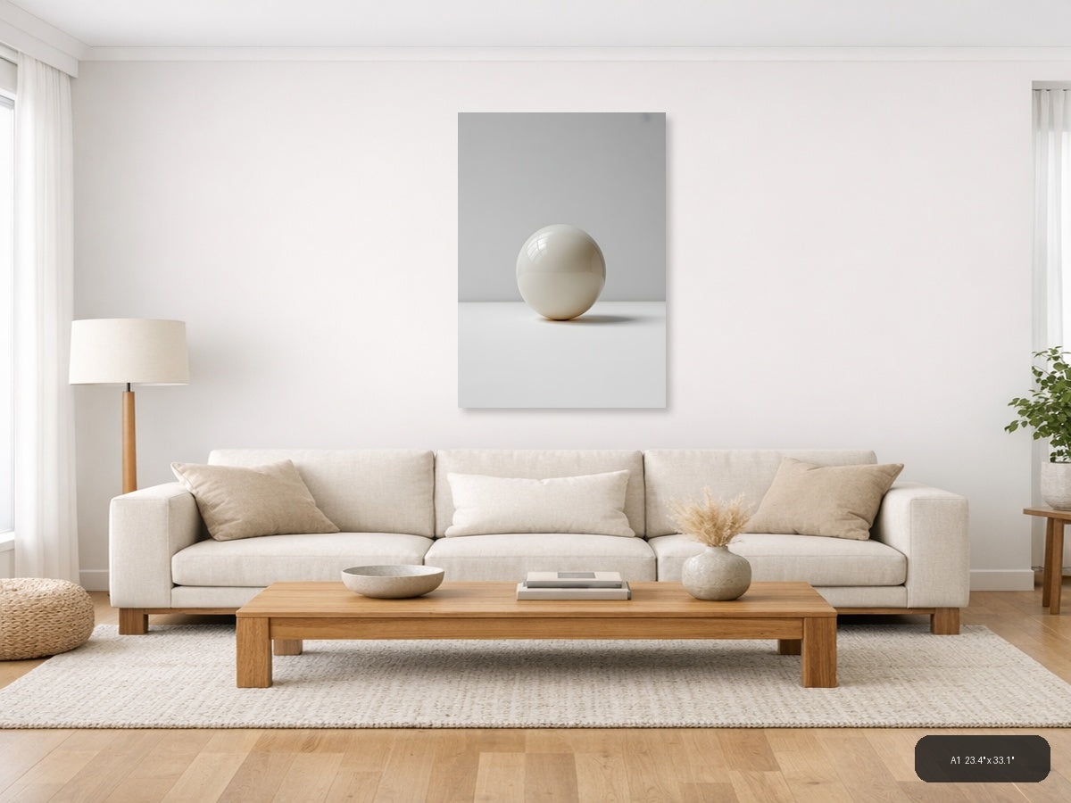Minimalist Cream Sphere - Abstract Wall Art — A1 / Living Room